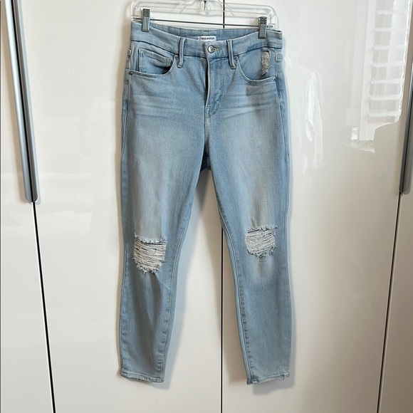 GOOD AMERICAN Light Blue Denim Skinny Distressed Jeans, Size 10/30 - Picture 9 of 15